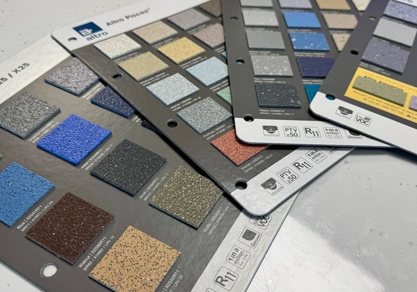 Close-up of several sample sheets